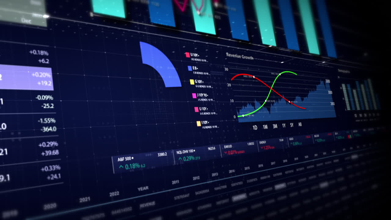 Dynamic data visuals for business info graphics, animated charts, and data-driven insights for a business meeting mock-up. Explore the world of trading, stock exchanges, and crypto