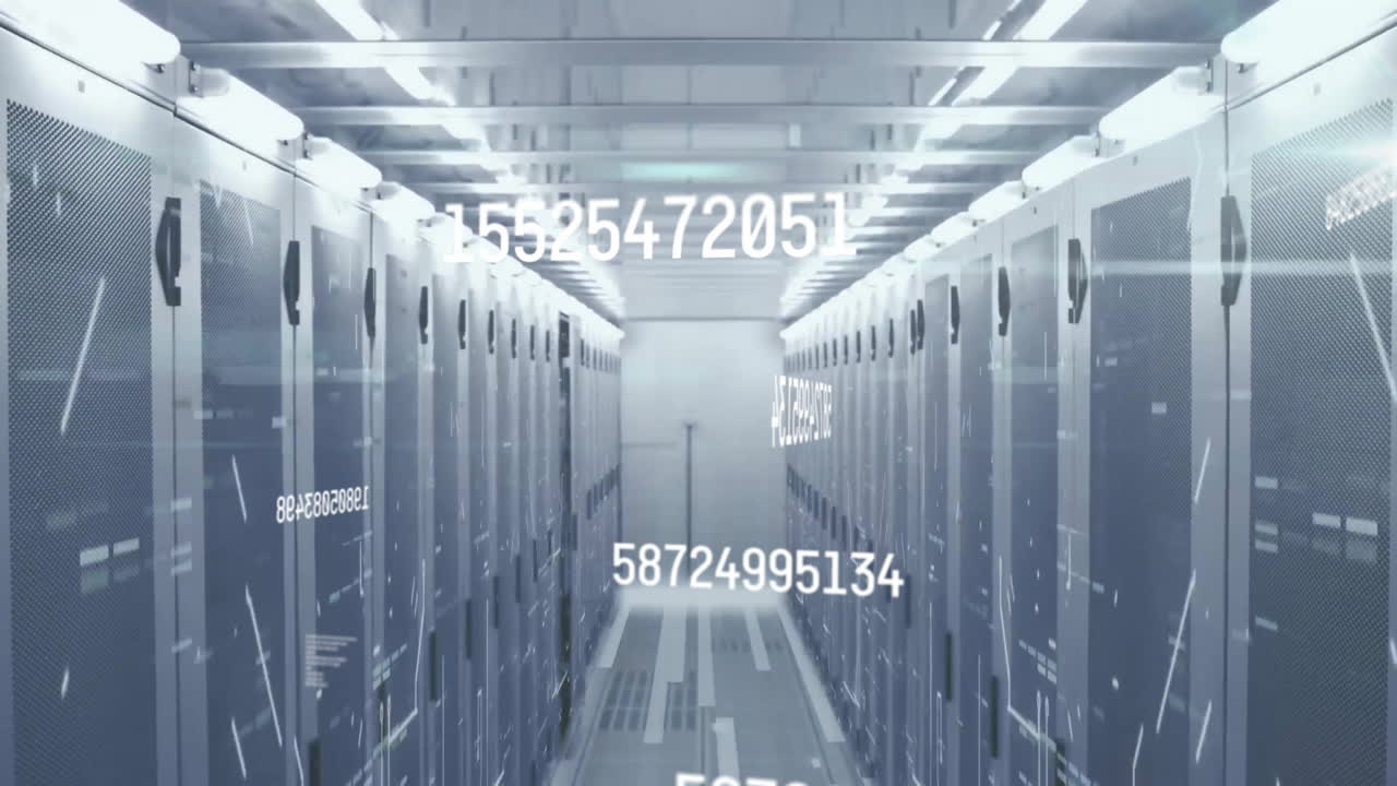 animación del procesamiento de datos a través de servidores informáticos