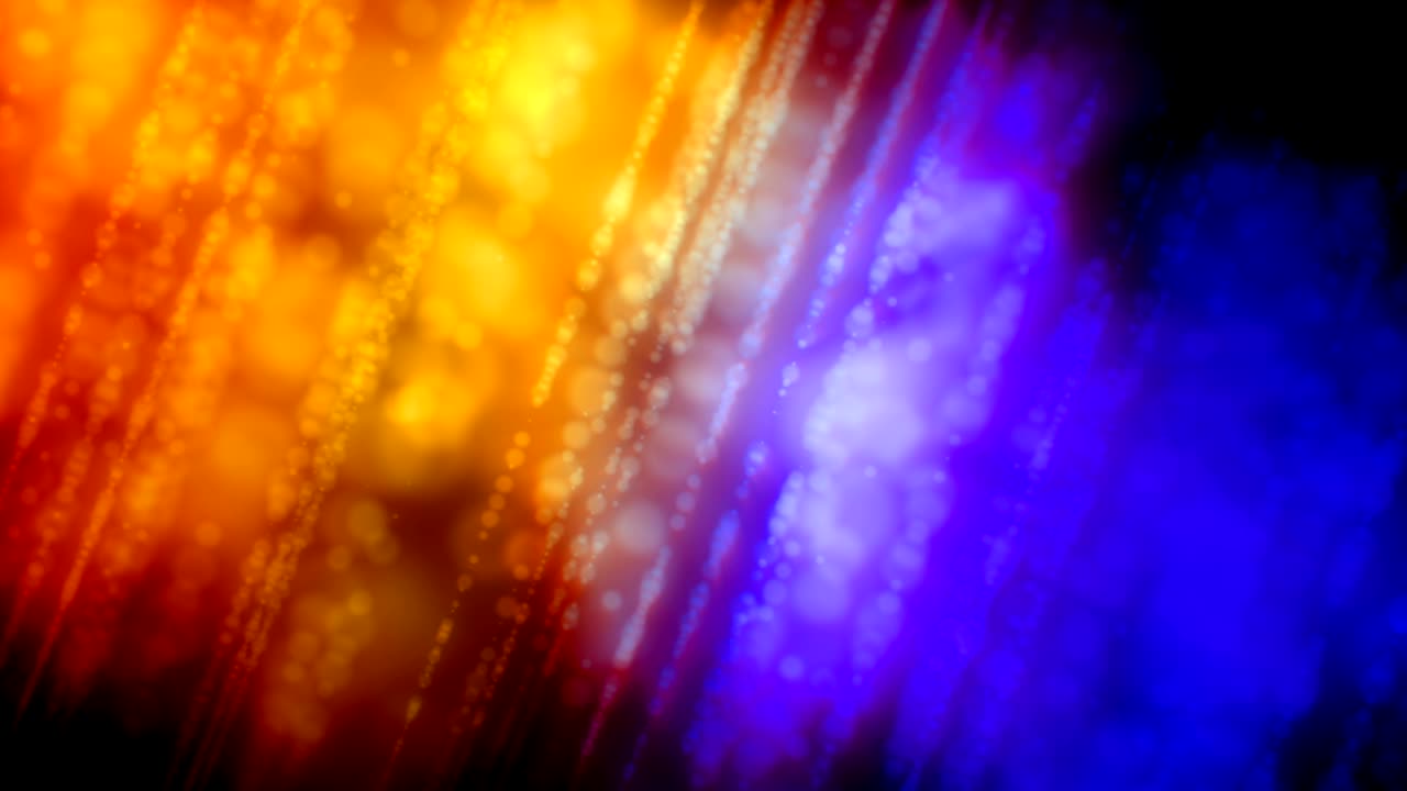 puntos brillantes multicolores y no enfocados en una fila diagonal como el bucle de fondo de video bokeh 4k - rojo, naranja, púrpura