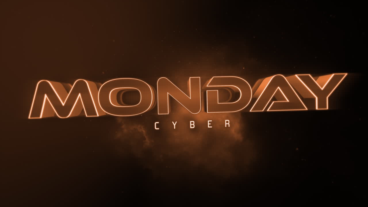 texto de lunes cibernético monocromo oscuro en gradiente naranja profundo