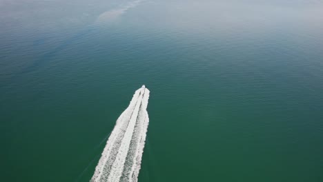 motor boat or yacht topview aerial drone shot