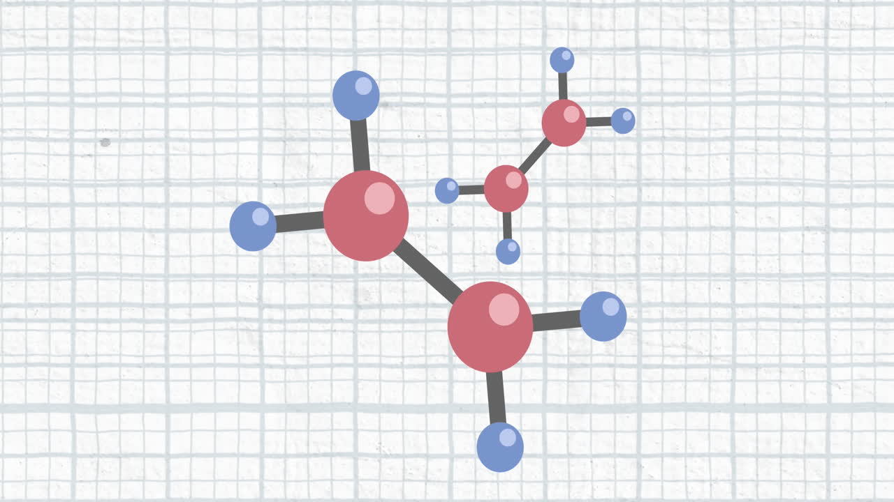 하색에 파란색 격자 위에 분자의 애니메이션