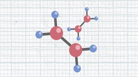 animation of molecules over blue grid on white