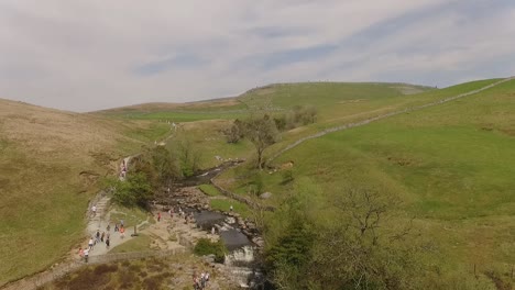 look up and flight over the falls from the bottm to the top