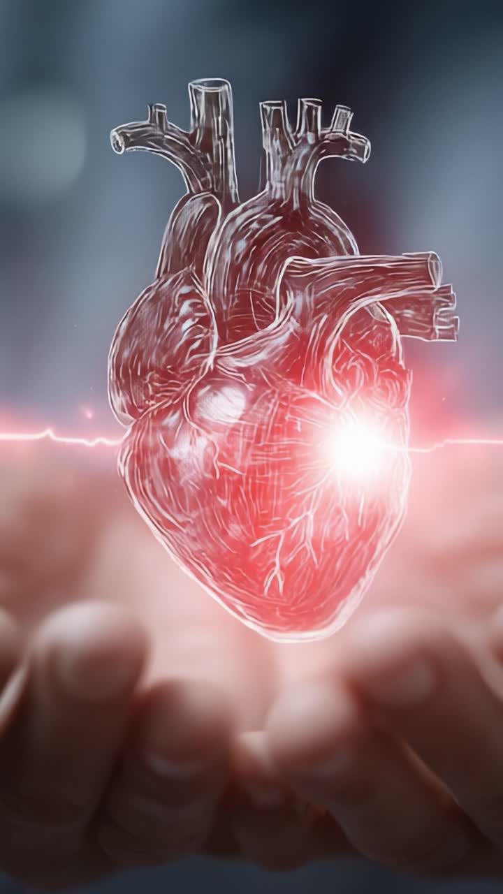 A Stunning Visualization of a Heart in Hands, Emphasizing the Intricacies of Life and Emotion with a Brilliant Glow and a Pulse-Like Energy in a Modern Artistic Style