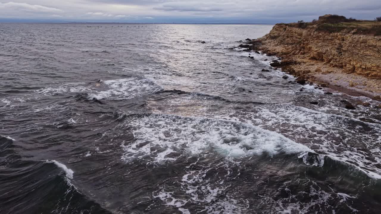 Scenic aerial view of the coastline in Bulgaria captured by drone