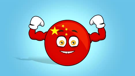 cartoon icon flag china power with face animation