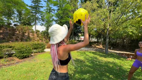 a woman in a park