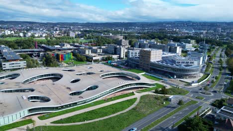 aerial view of epfl campus in lausanne, switzerland