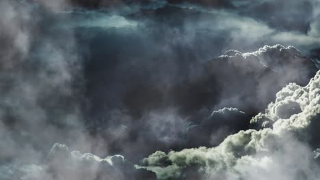 a thunderstorm inside the thick cumulus cloud in the sky