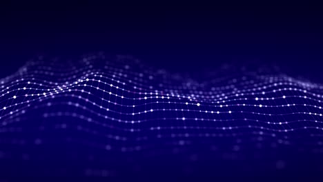 futuristic digital wave. dark cyberspace. abstract wave with dots and line. white moving particles on a black background. 3d rendering.