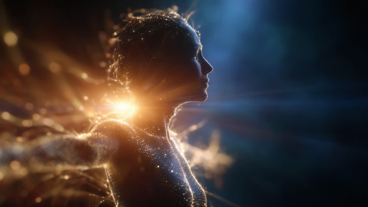 A captivating scene featuring a luminous figure enveloped in a celestial glow, embodying the essence of light and energy, creating a surreal visual experience