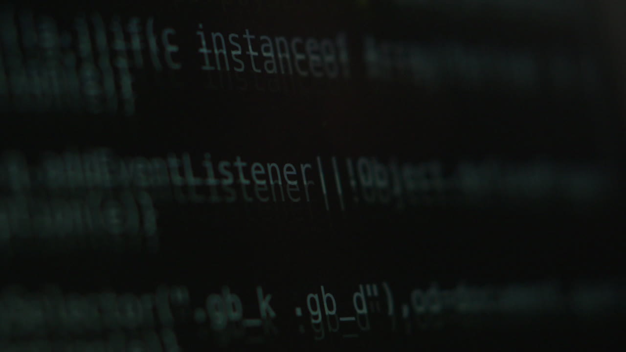 Computer code on a dark screen
