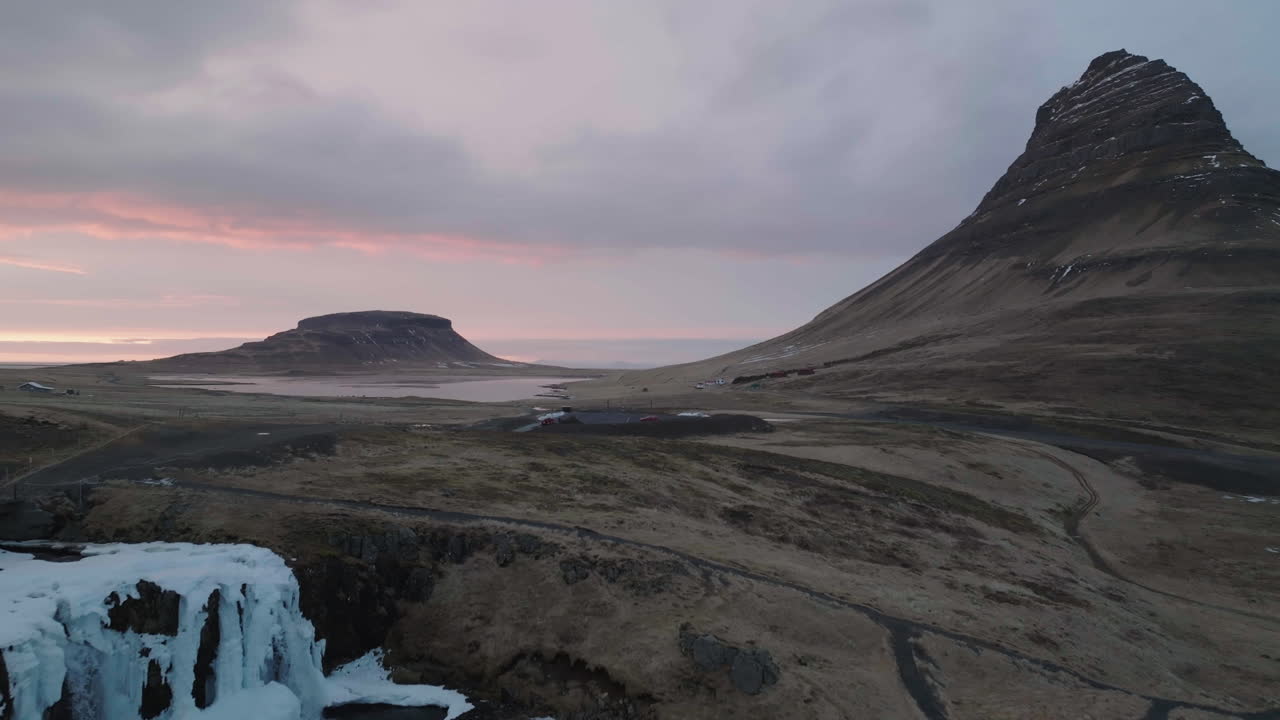 Kirkjufell Mountain Hill and Kirkjufellsfoss Waterfall on Sn&aelig;fellsnes Peninsula, Iceland