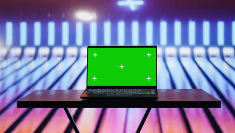 trendy urban environment filled with neon lights and a chroma key screen