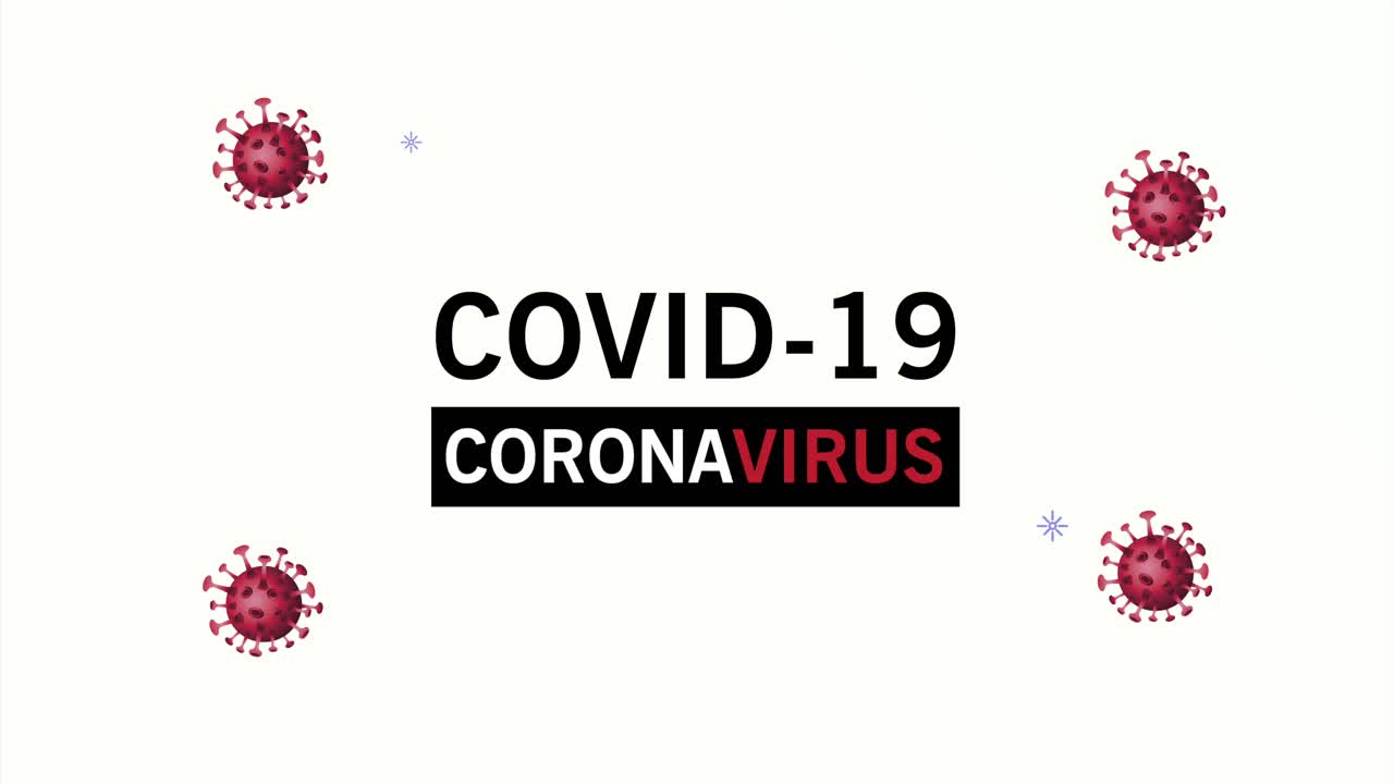 Parçacıklarla COVID-19 pandemi yazısı animasyonu