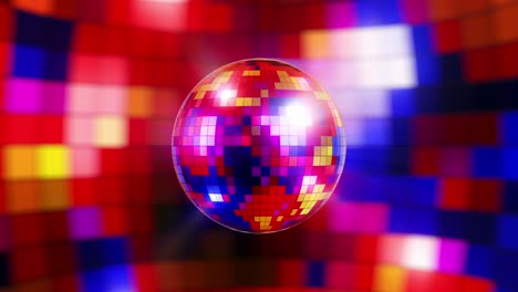 dynamic disco ball animation with colorful background. looped animation