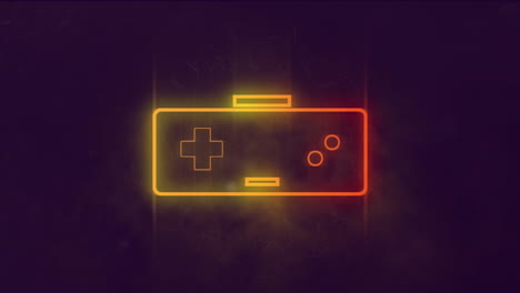 animation of neon gamepad on black background