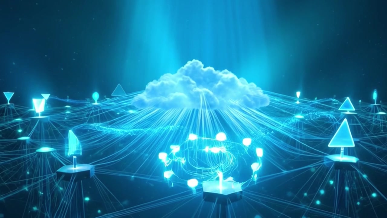 Digital Cloud Computing Network Connecting Data Nodes