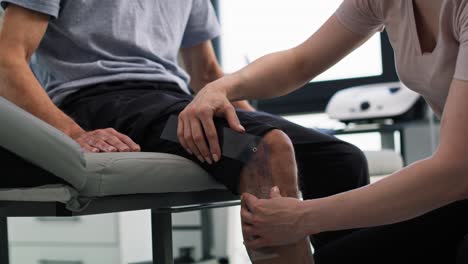 close up of female physical therapist working with her patient.