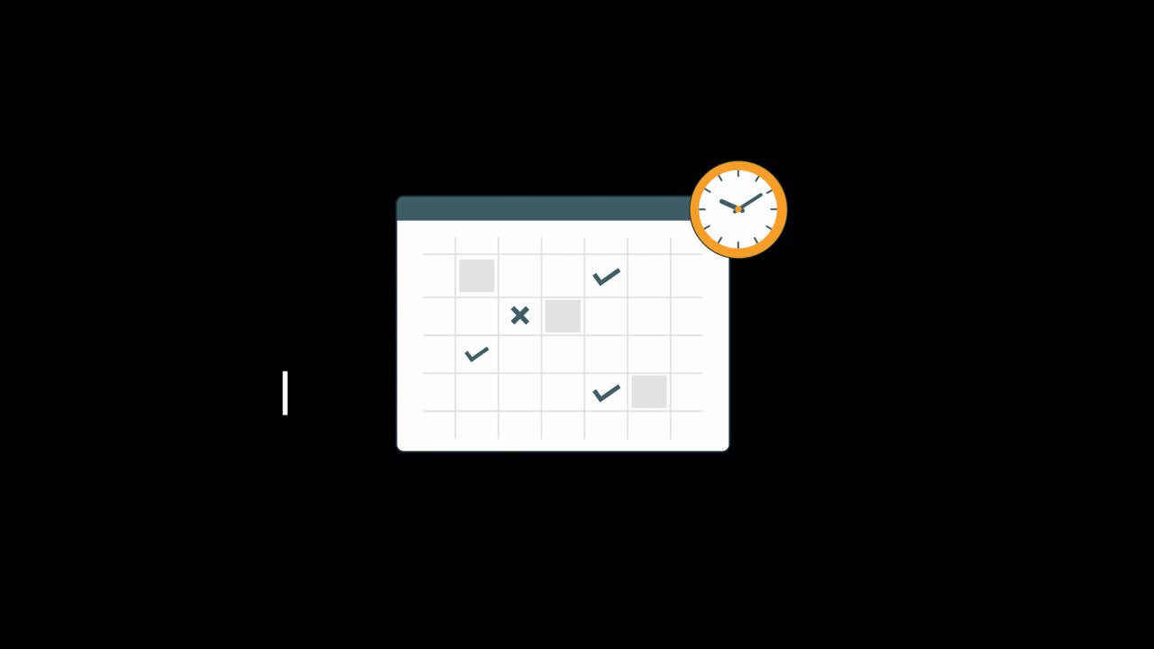 Animated Calendar with Clock and Task Management Elements