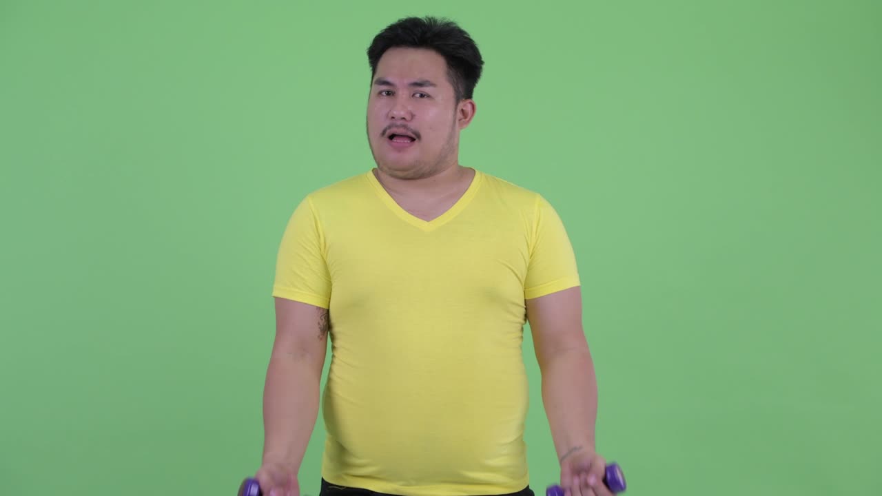 젊은, 잘생긴, 과체중인 아시아 남성