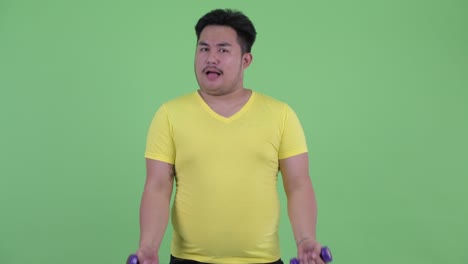 젊은, 잘생긴, 과체중인 아시아 남성