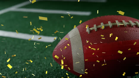 animation of confetti falling over american football ball