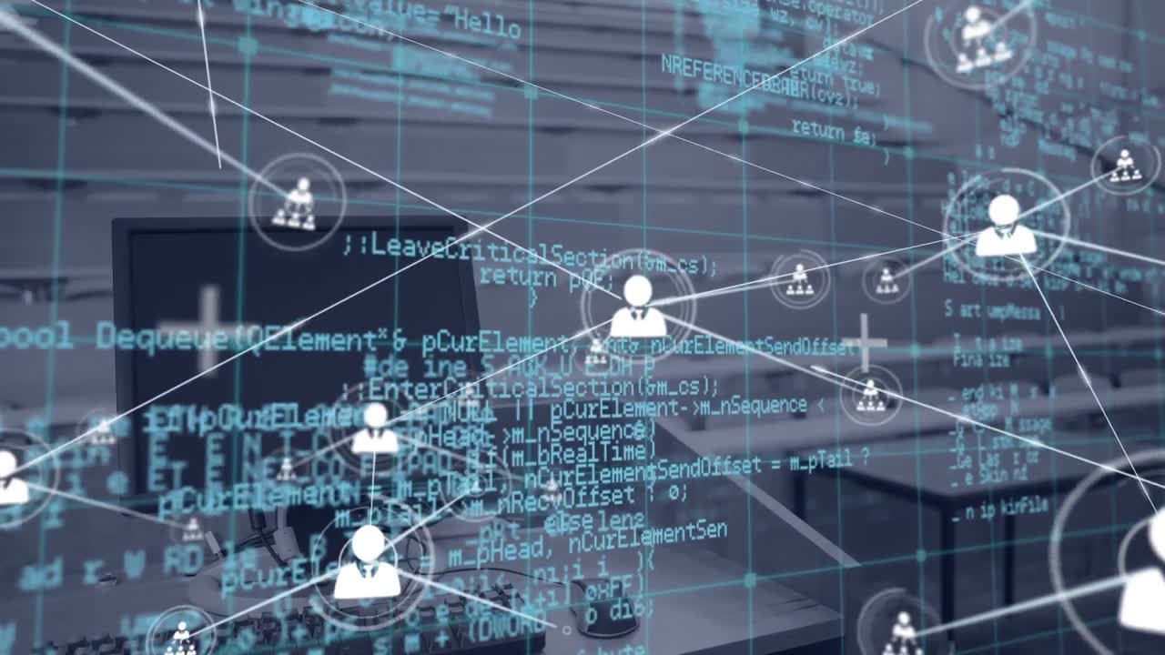 사무실 및 데이터 처리를 통해 연결 네트워크의 애니메이션