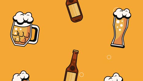 cervezas bebidas envases de patrón de animación