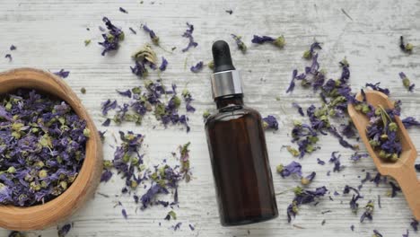 dried flowers and essential oil