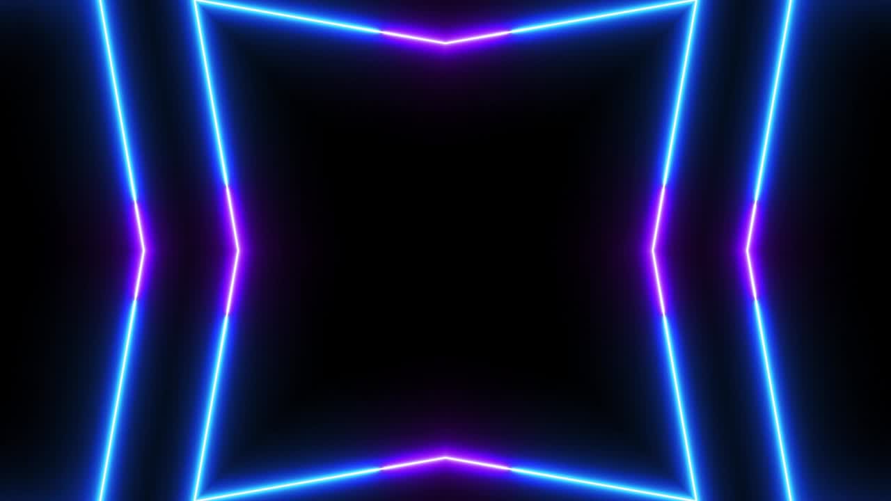 Abstract style 80s Sci-Fi light neon frame on black background. laser show looped animation . 4K video