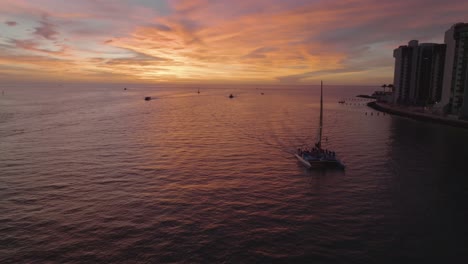 clearwater sunset aerial catamaran flying forward