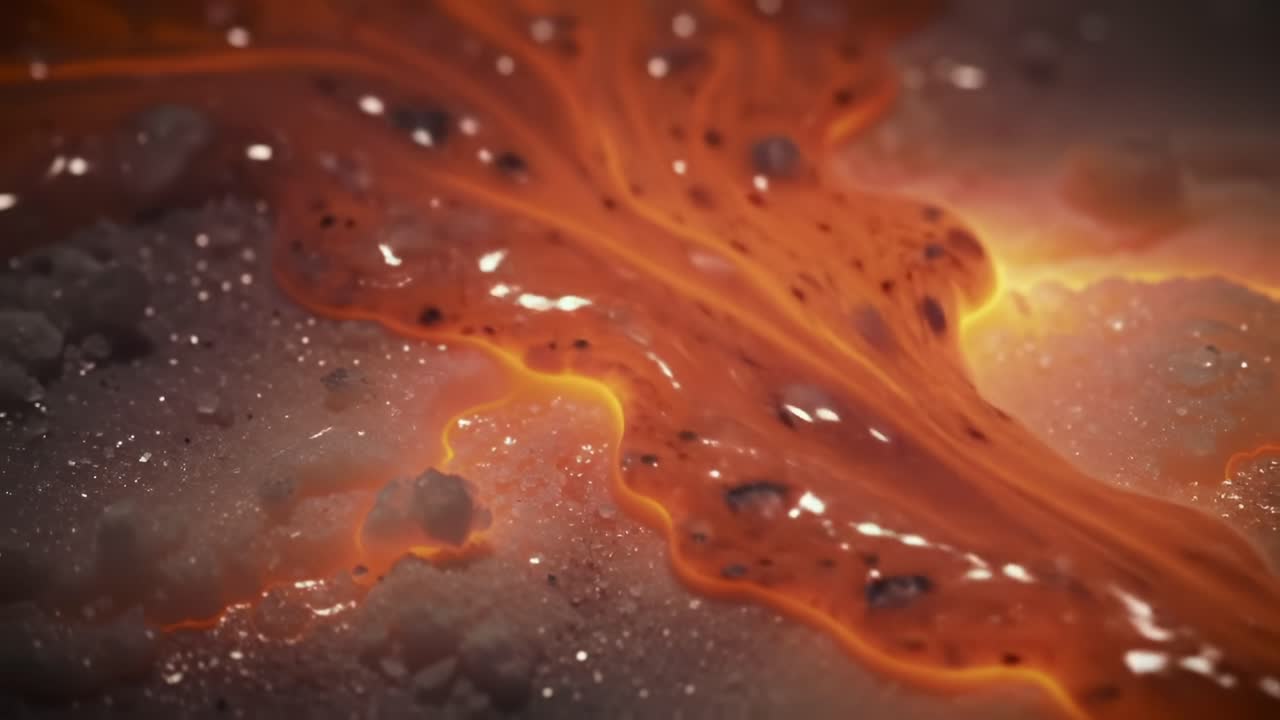 Lava Flow Illuminates the Night in Dramatic Volcanic Landscape