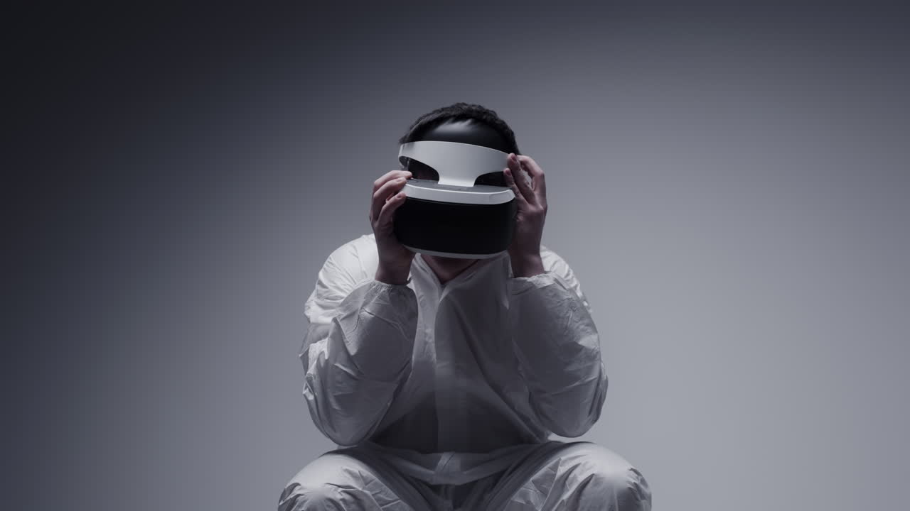 hombre con auriculares vr