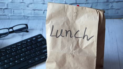 lunch bag on a desk