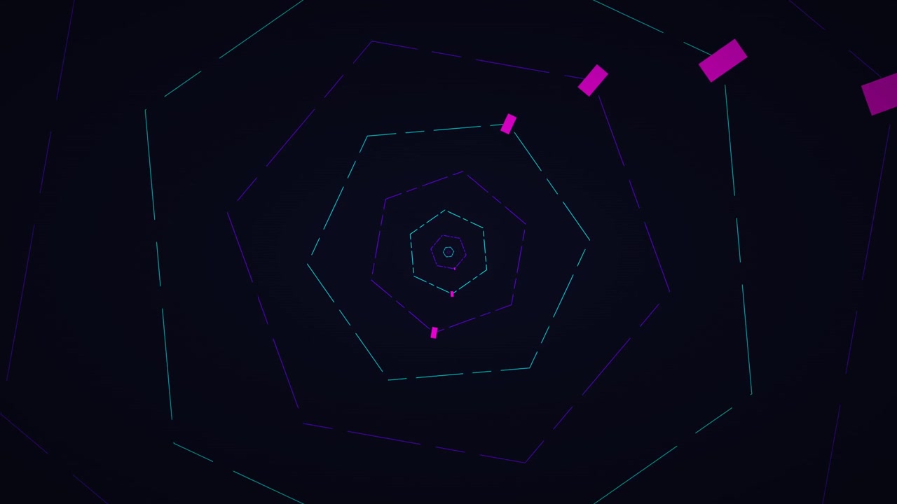 Abstract Motion Graphic of Rotating Hexagonal Lines and Rectangles