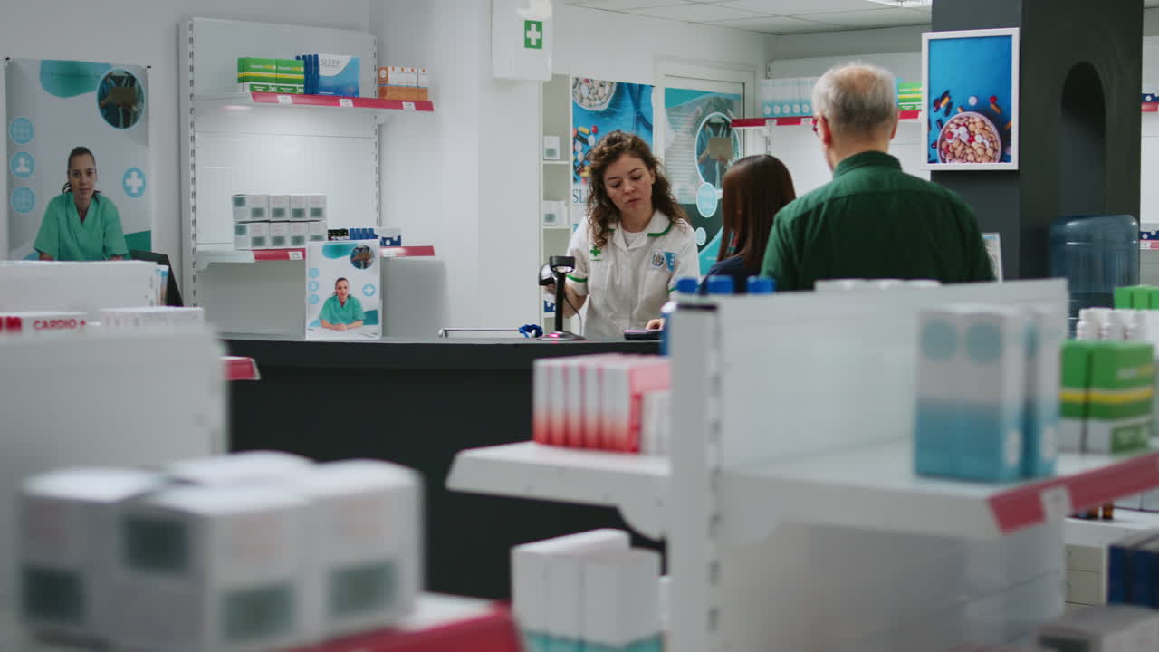 Apotheker bedient KundInnen am Apothekentresen