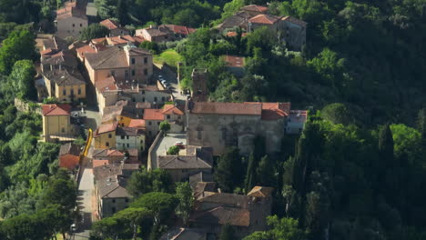 rural town with medieval architecture in lorenzana, province of pisa, tuscany italy