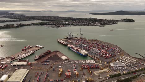 panoramic aerial view of auckland port area , new zealand