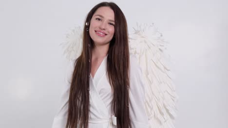 beautiful girl with angel wings on a white background beautiful girl with angel wings on a white background valentines day celebration