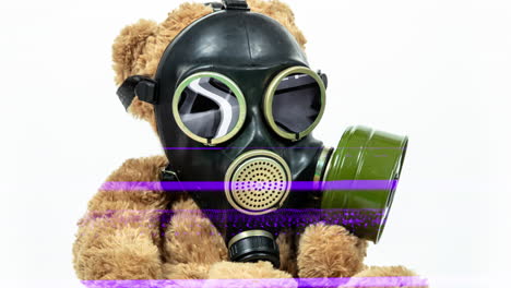 un oso de peluche con una máscara de gas