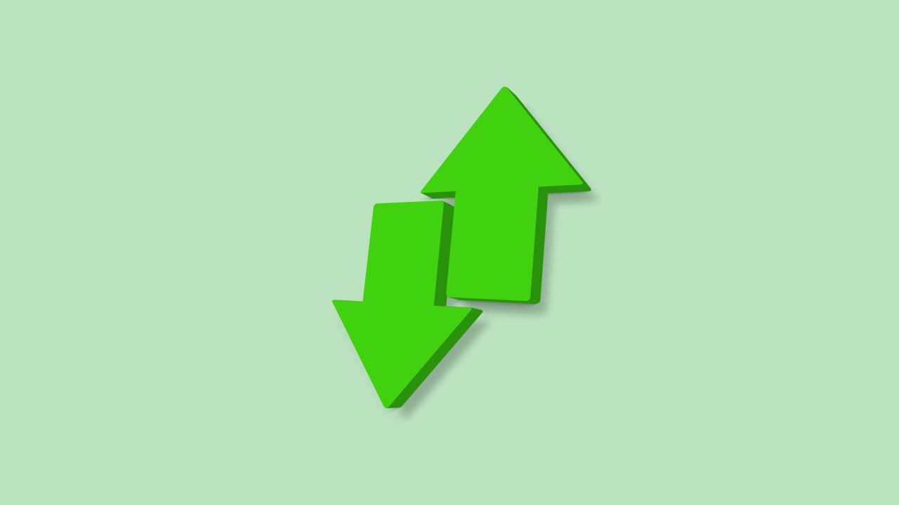 Exchange arrow transfer 3d icon on green background. 4k