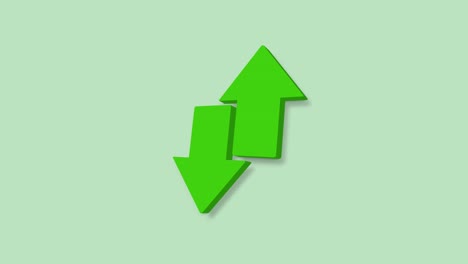 exchange arrow transfer 3d icon on green background. 4k