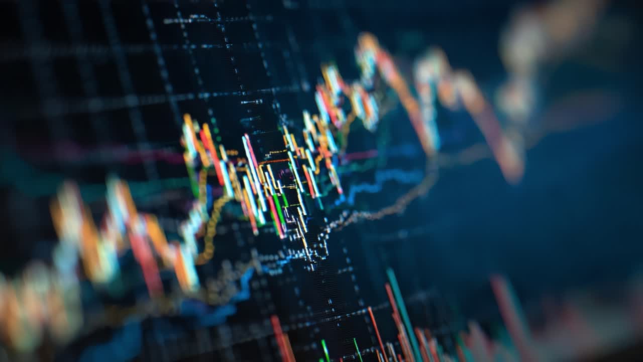 Dynamic Financial Analysis: Exploring Market Trends Through Vibrant Data Visualization in Trading Graphics Reflected by Complex Chart Patterns