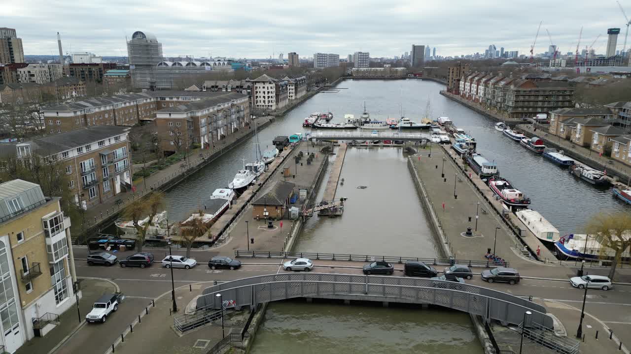 그린란드 키 도크 런던, rotherhithe 무인 항공기, 공중, 공중에서 보기, 조감도