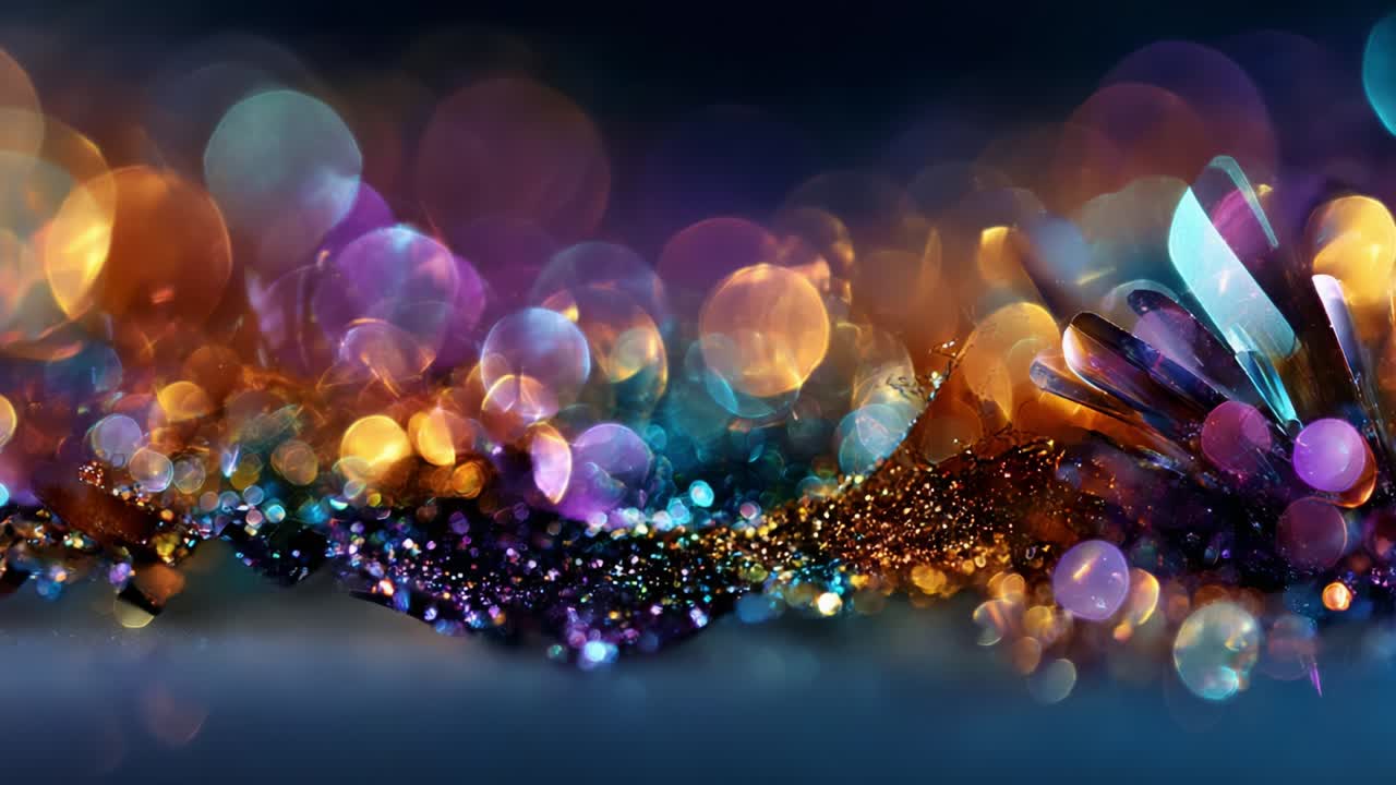 A Stunning Close-Up of Sparkling Crystals and Bokeh Effects, Capturing the Dazzling Colors and Light Reflections in an Abstract Composition of Twinkling Lights and Rich Textures