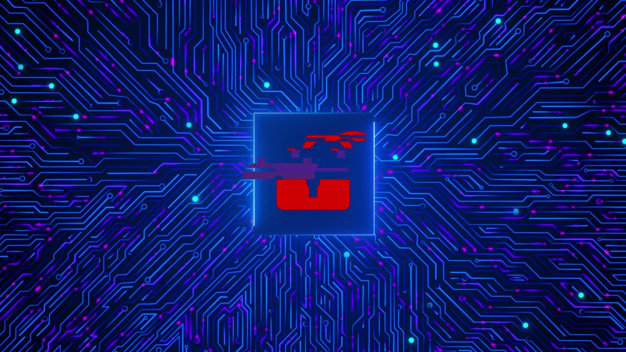 Central Computer Processors CPU concept CPU Digital chip on Motherboard Loop Animation.