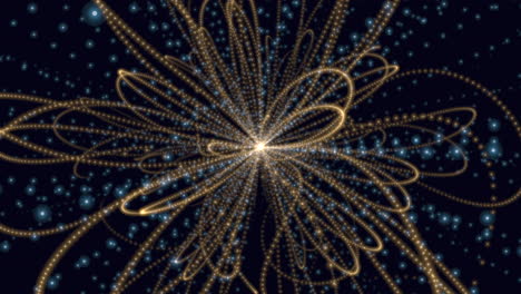 golden stars spiral pattern on black background