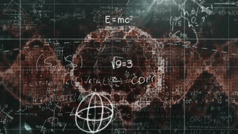 animación del procesamiento de datos científicos sobre el cerebro humano y la cadena de adn